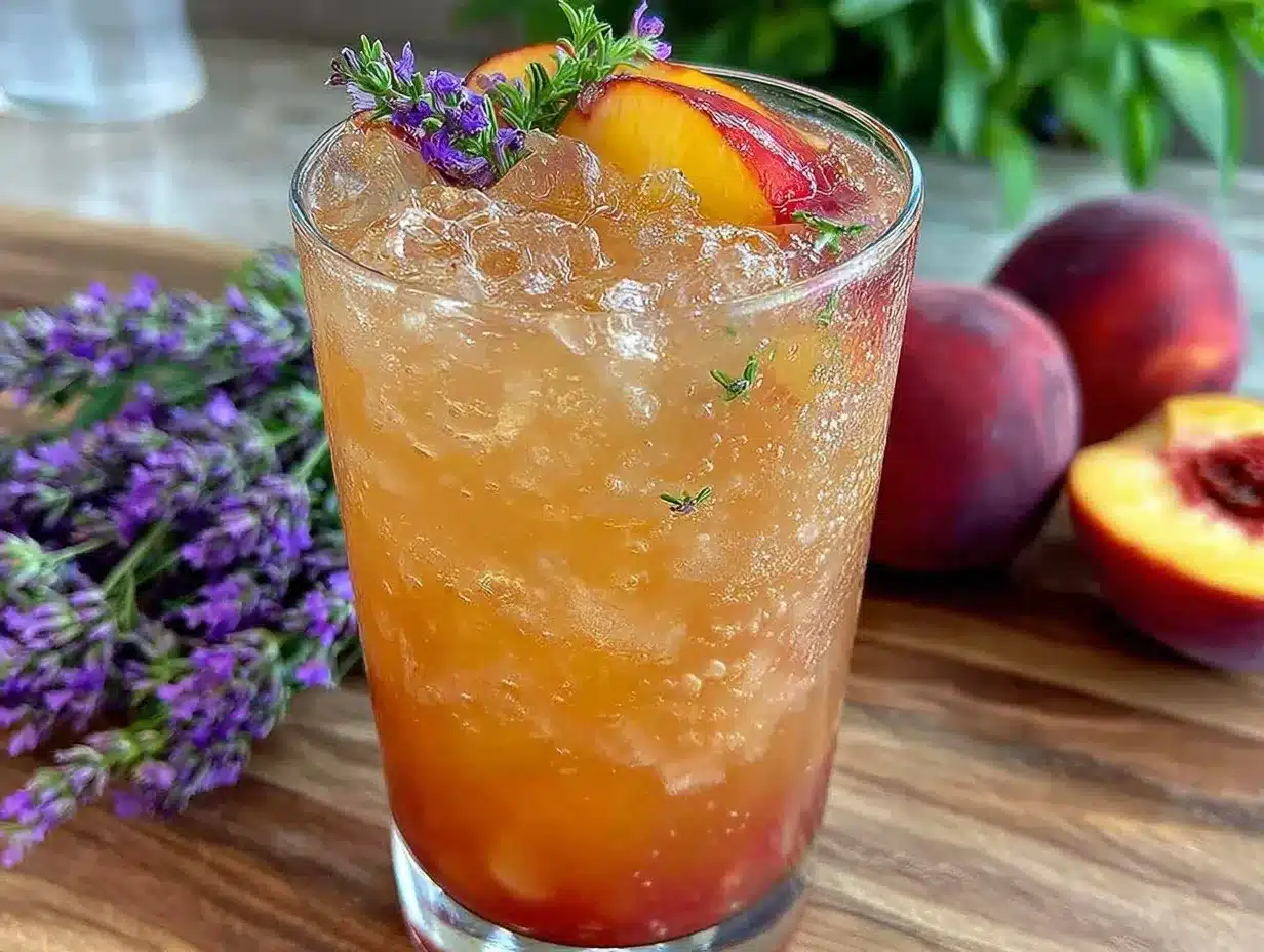 Peach Lavender Lemonade Mocktail preparation steps