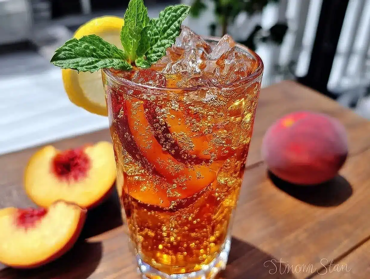 peach sweet tea bourbon cocktail preparation steps