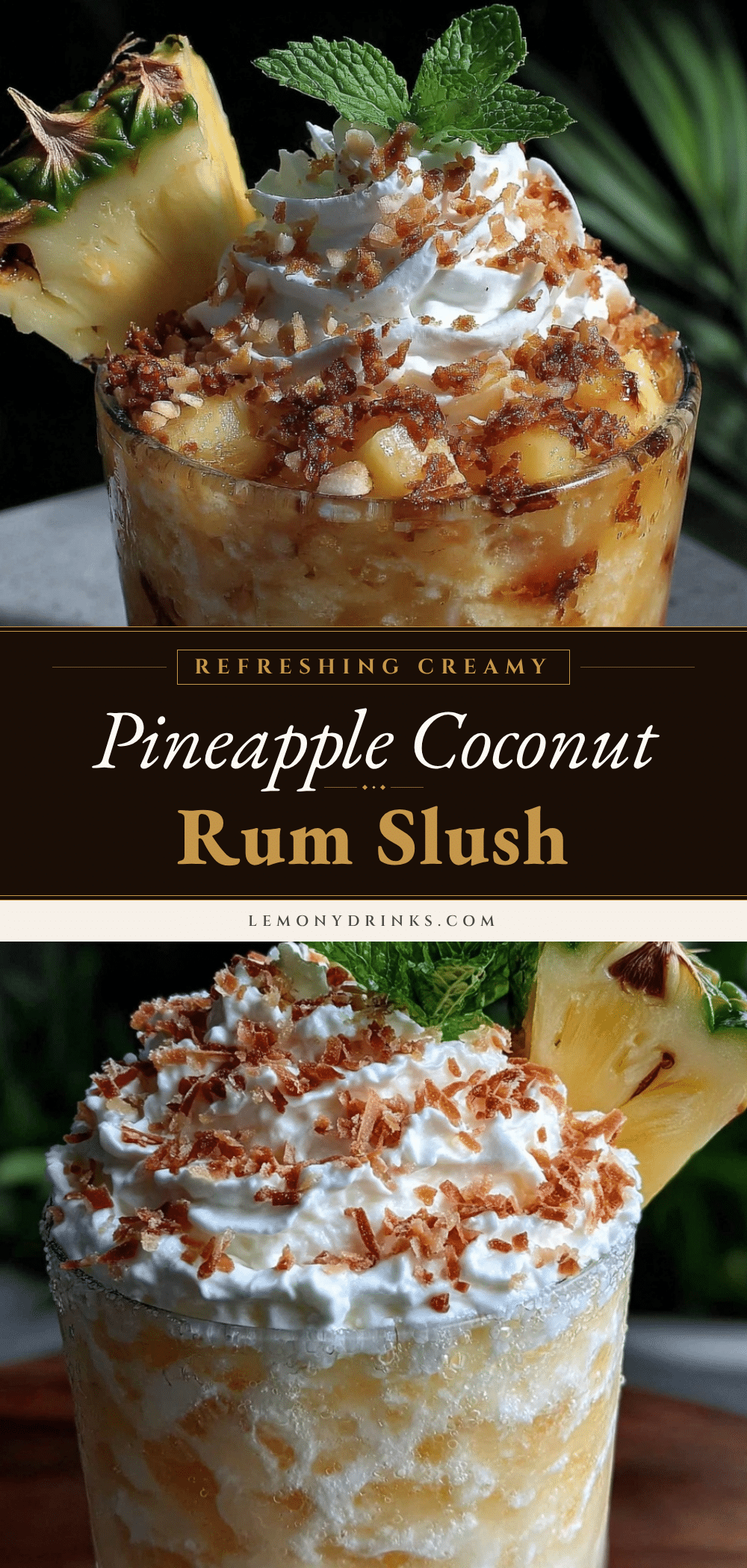 pineapple coconut rum slush cocktail recipe