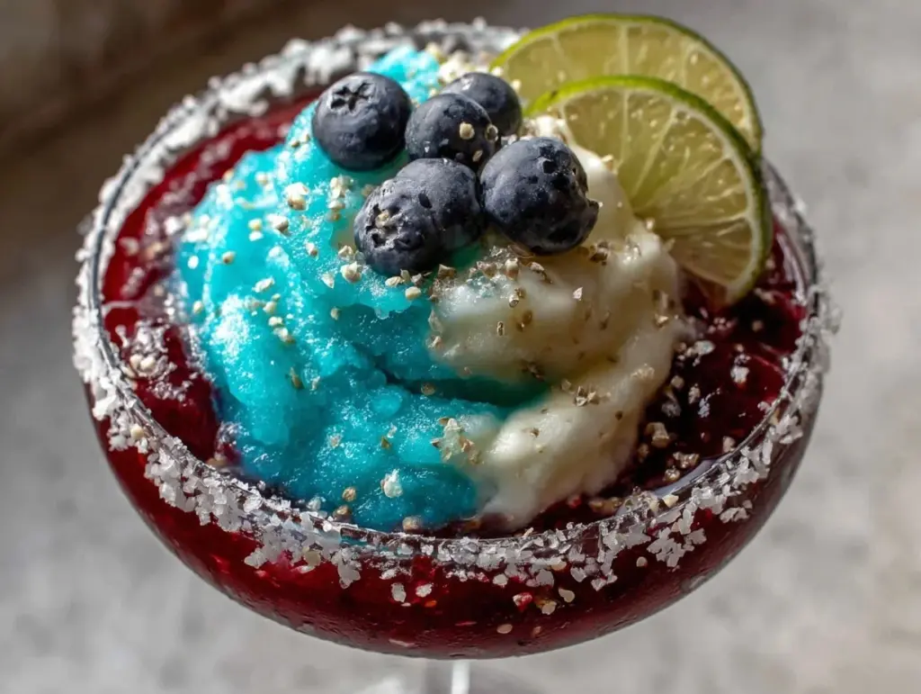 red white and blue frozen margarita - featured image