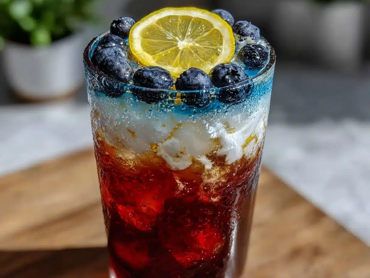 red white and blue vodka lemonade preparation steps