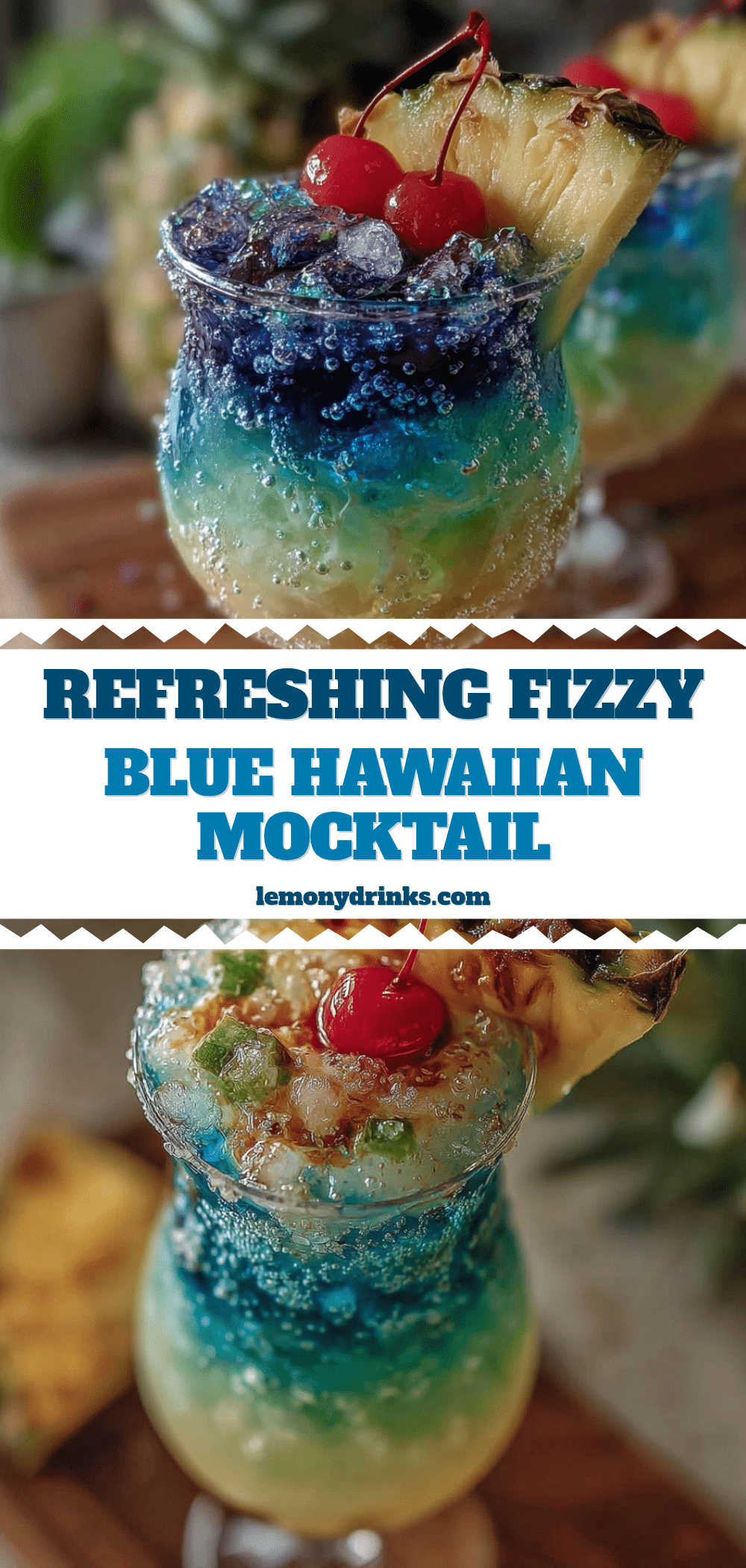 Refreshing Fizzy Blue Hawaiian Mocktail recipe