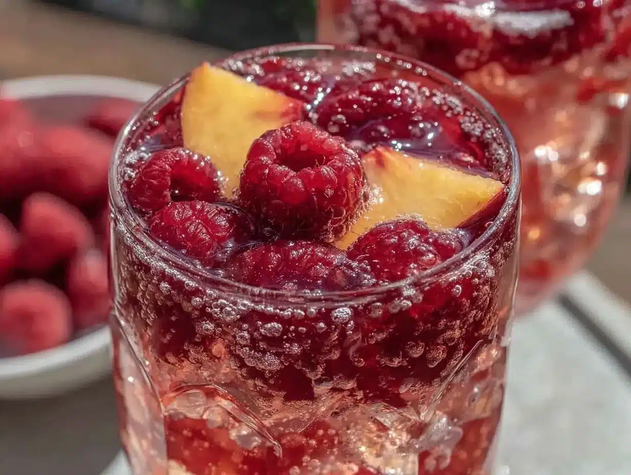 Refreshing Raspberry White Peach Sparkling Punch preparation steps