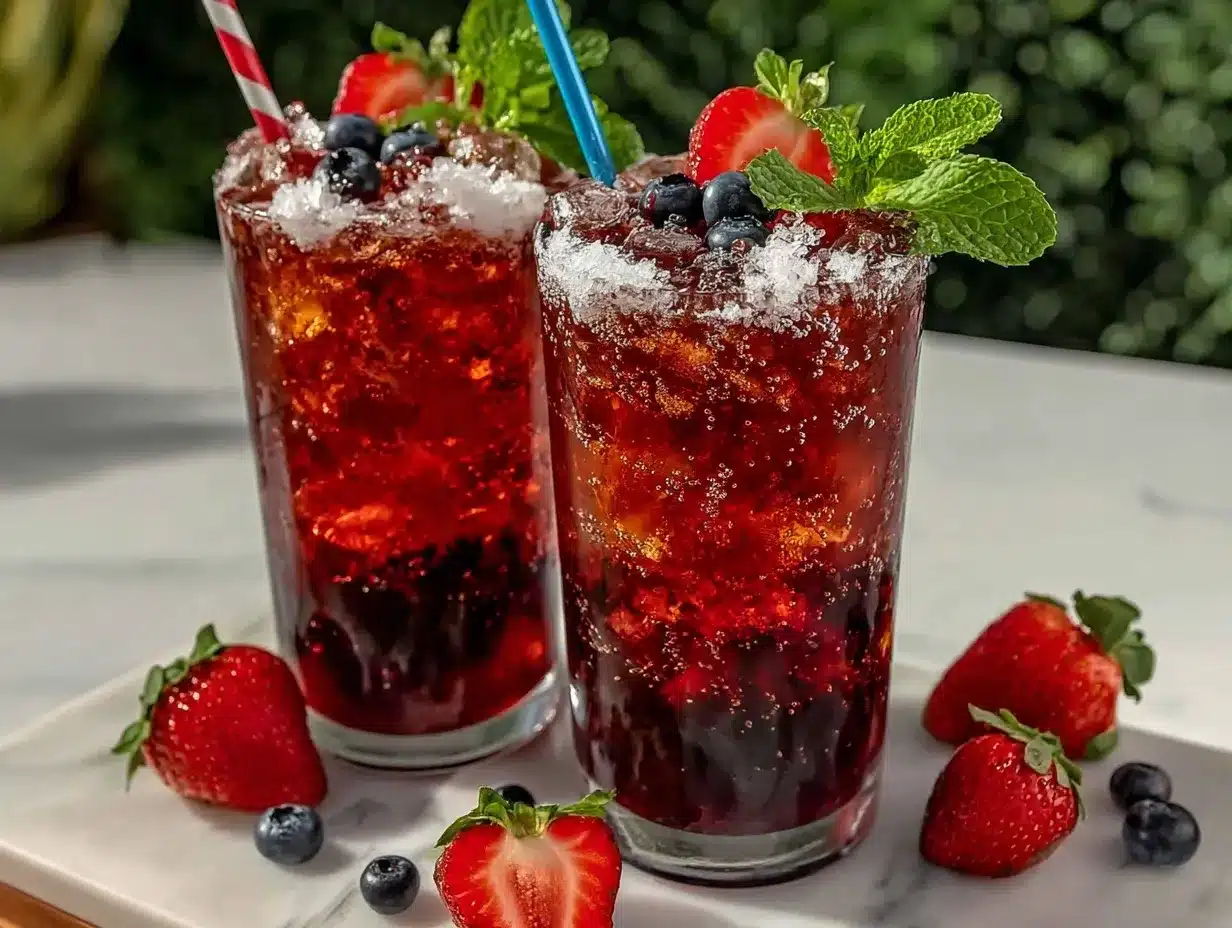 Refreshing Red White and Blue Italian Soda preparation steps
