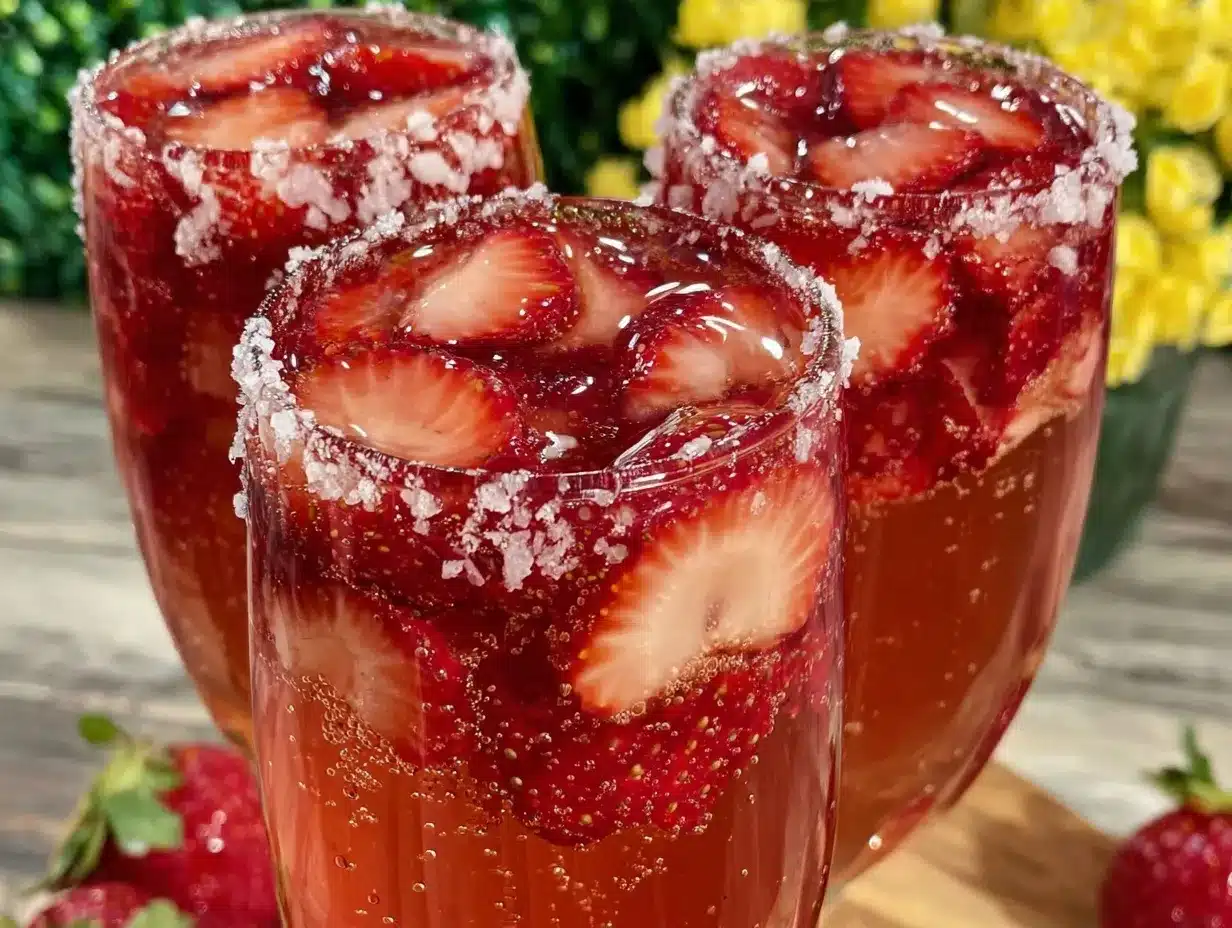 Refreshing Strawberry Fields Prosecco Cocktail preparation steps