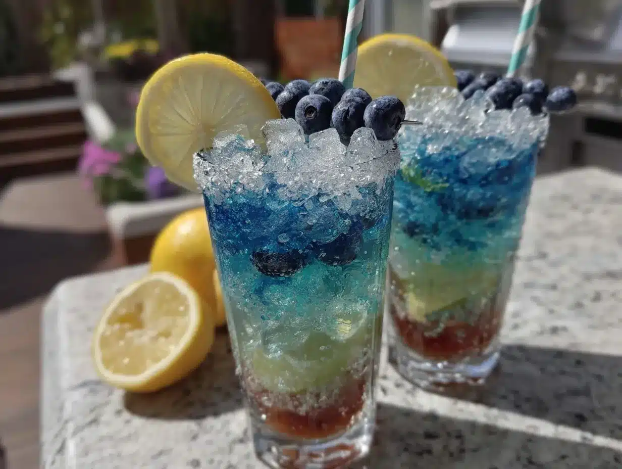 sparkling blue raspberry mocktail preparation steps