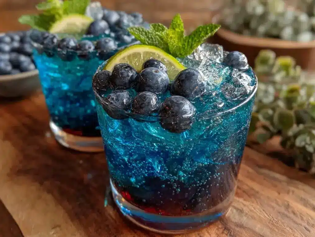 sparkling blue raspberry vodka punch - featured image