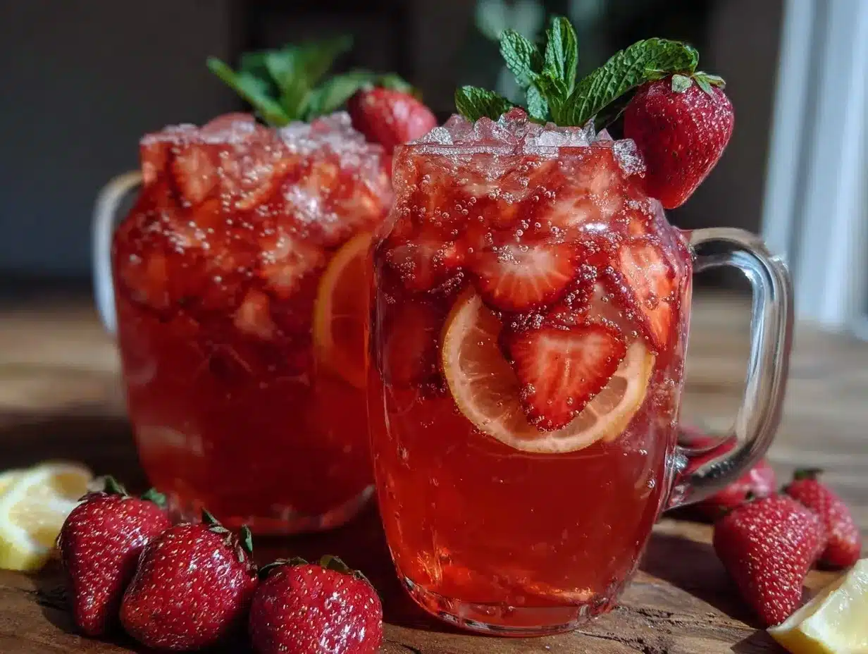 sparkling strawberry lemonade vodka punch preparation steps