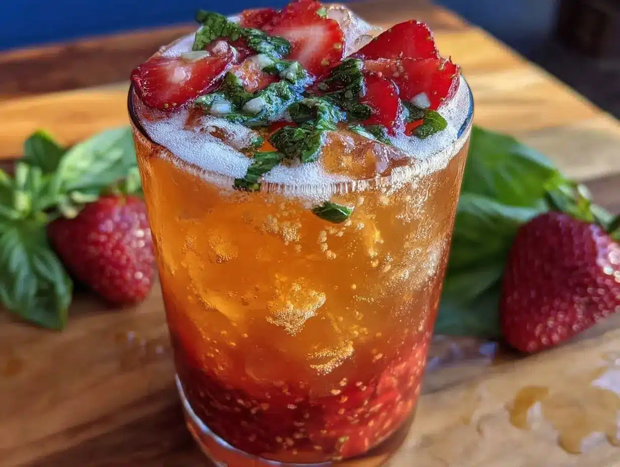 strawberry basil beer cocktail preparation steps