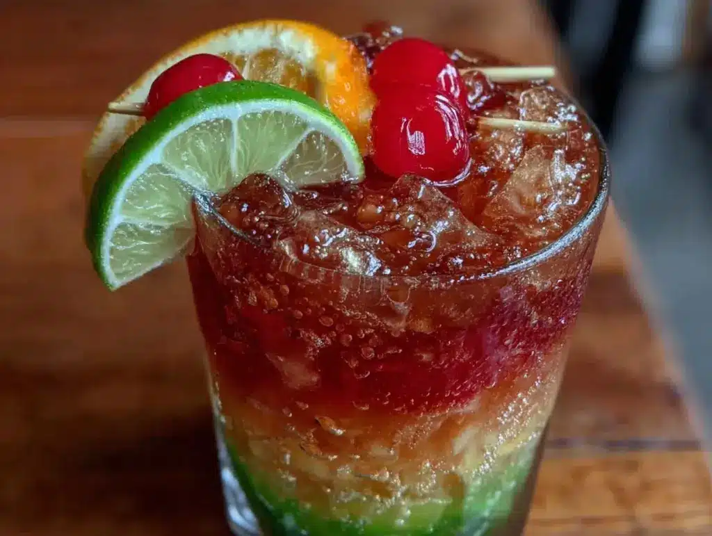 vibrant rainbow layered fruit punch - featured image