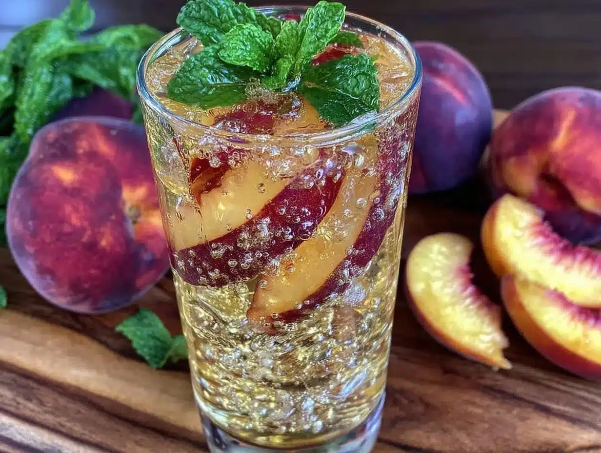 white wine peach spritzer preparation steps