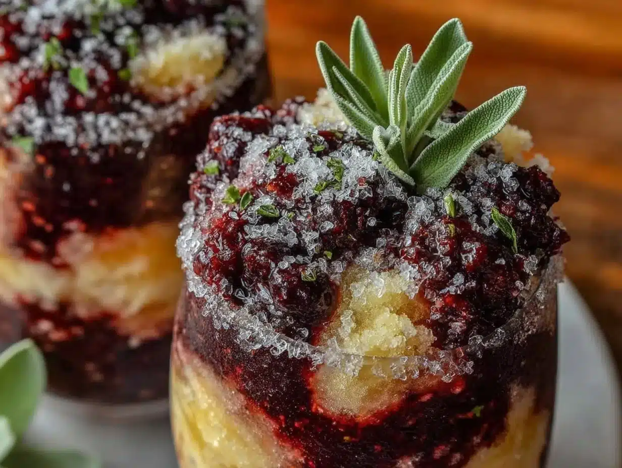 blackberry sage frozen lemonade slushie preparation steps
