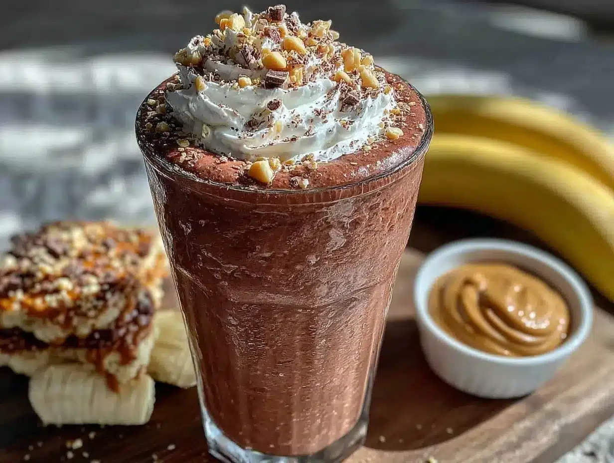 creamy chocolate peanut butter protein smoothie preparation steps