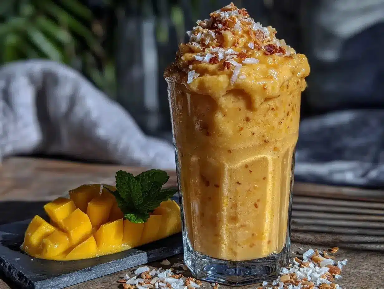 creamy frozen mango coconut slushie preparation steps