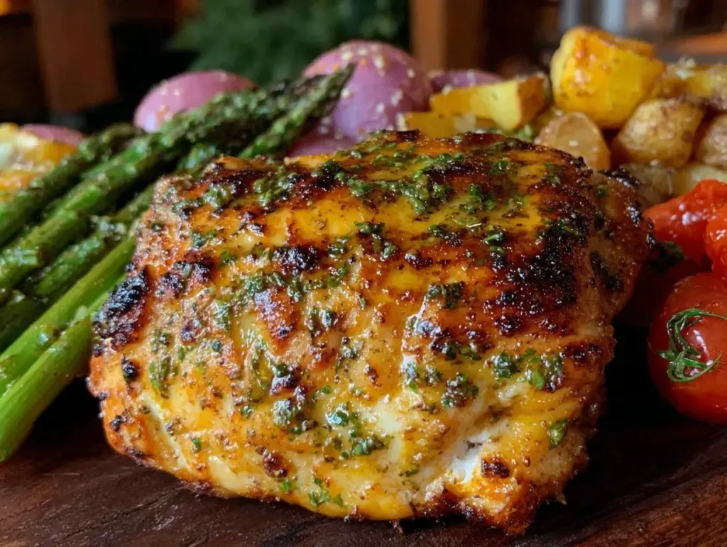 creamy garlic parmesan chicken bake - featured image