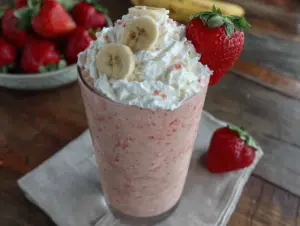 creamy strawberry banana protein smoothie - featured image