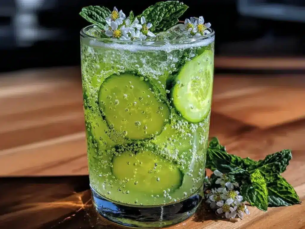 cucumber elderflower gin spritz - featured image