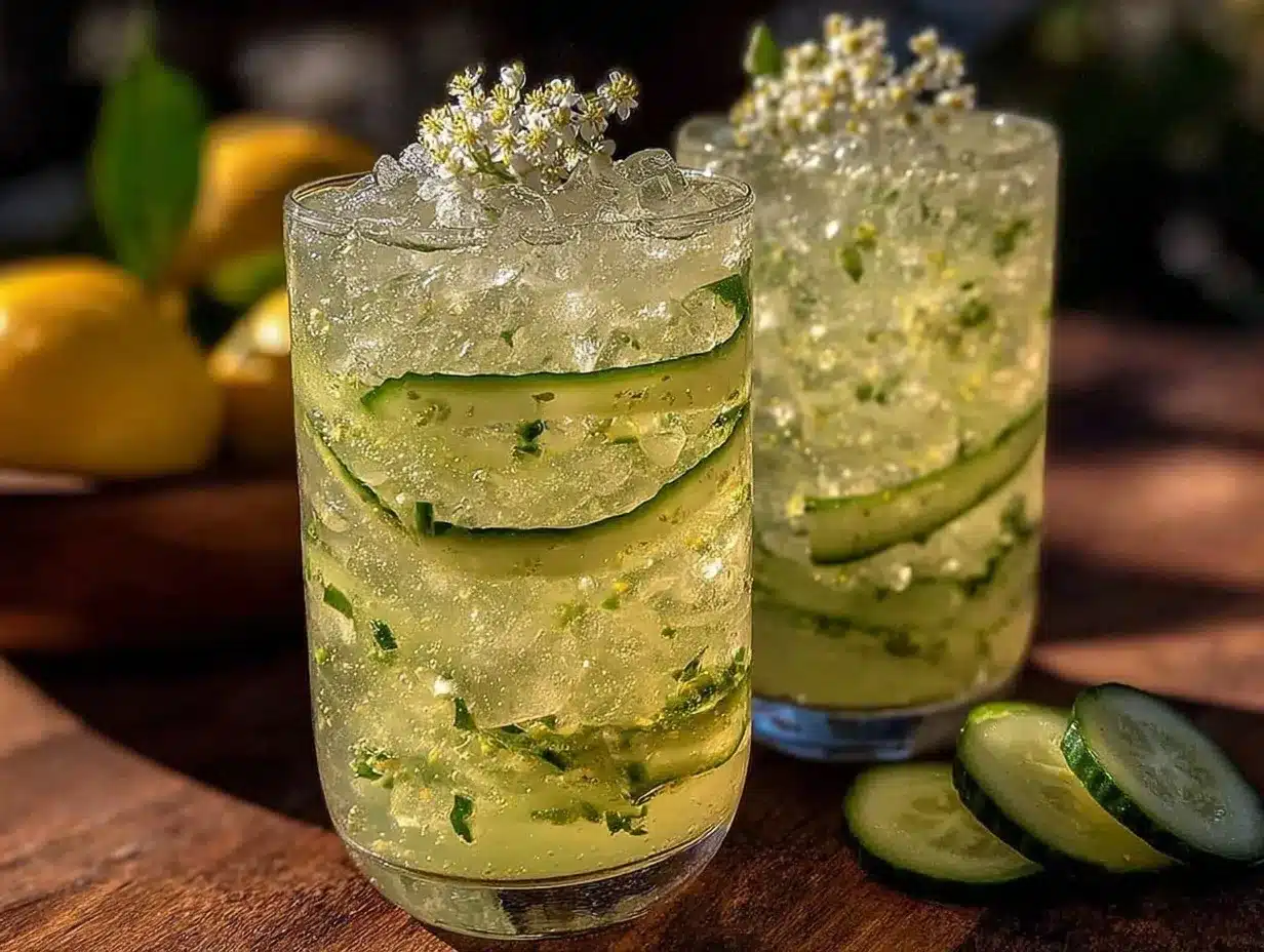 cucumber elderflower sparkling lemonade preparation steps