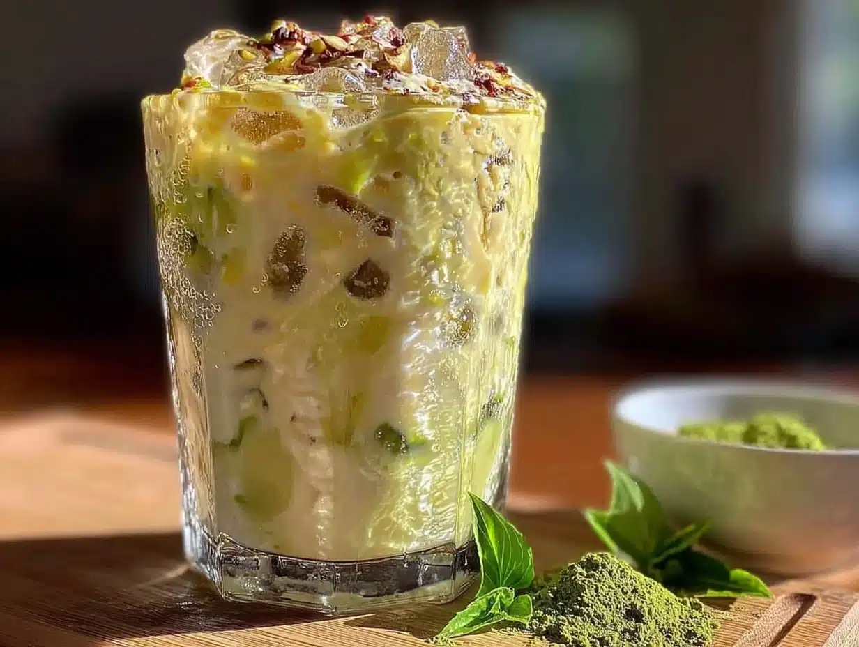 Easy Creamy Iced Matcha Latte - featured image