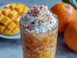 festive fresh candy corn layered mocktail recipe - featured image