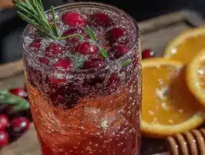 fresh cranberry orange rosemary mocktail spritz - featured image