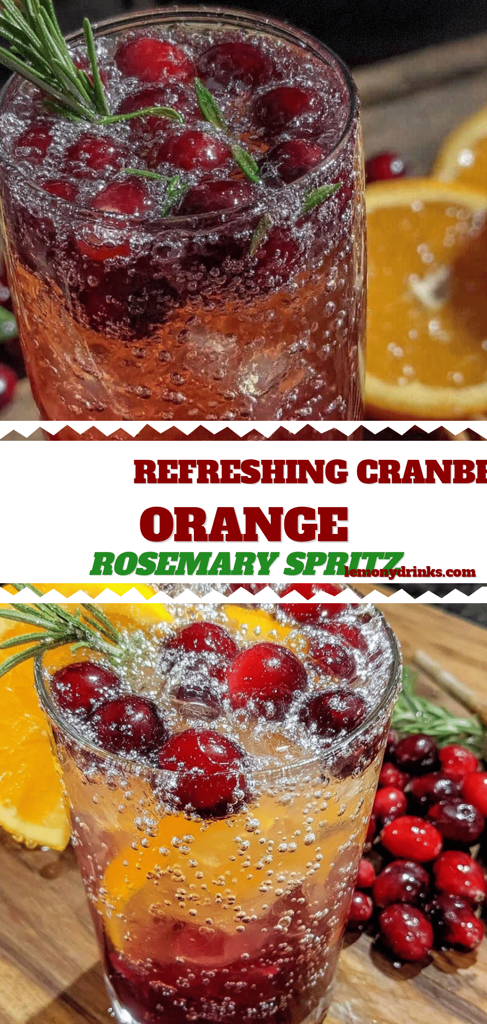 fresh cranberry orange rosemary mocktail spritz recipe