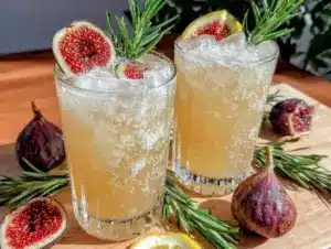 fresh fig and rosemary gin fizz cocktail - featured image
