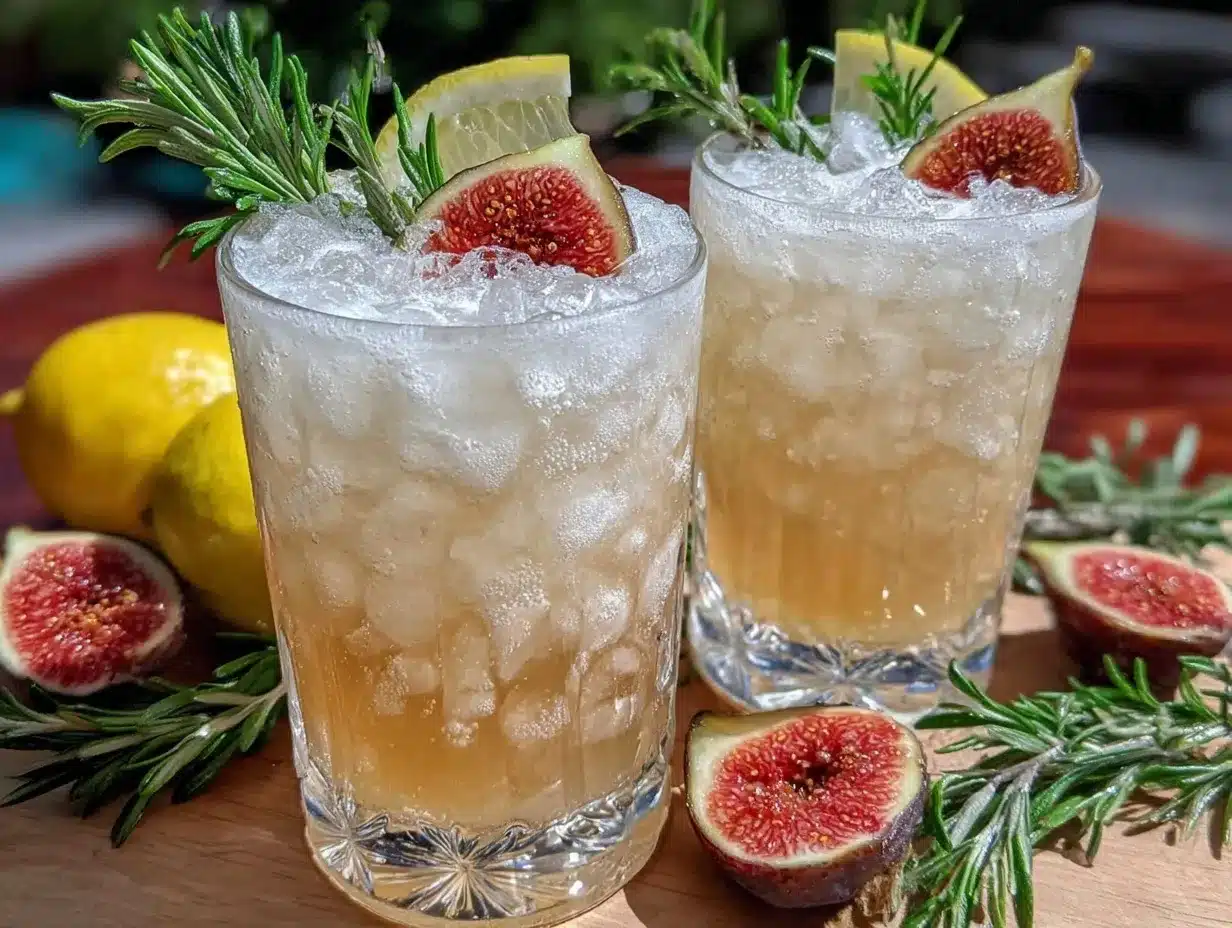fresh fig and rosemary gin fizz cocktail preparation steps