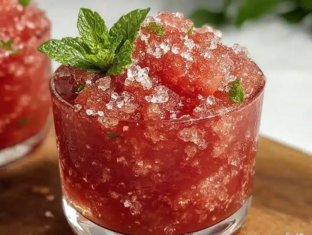 fresh frozen watermelon mint slush - featured image