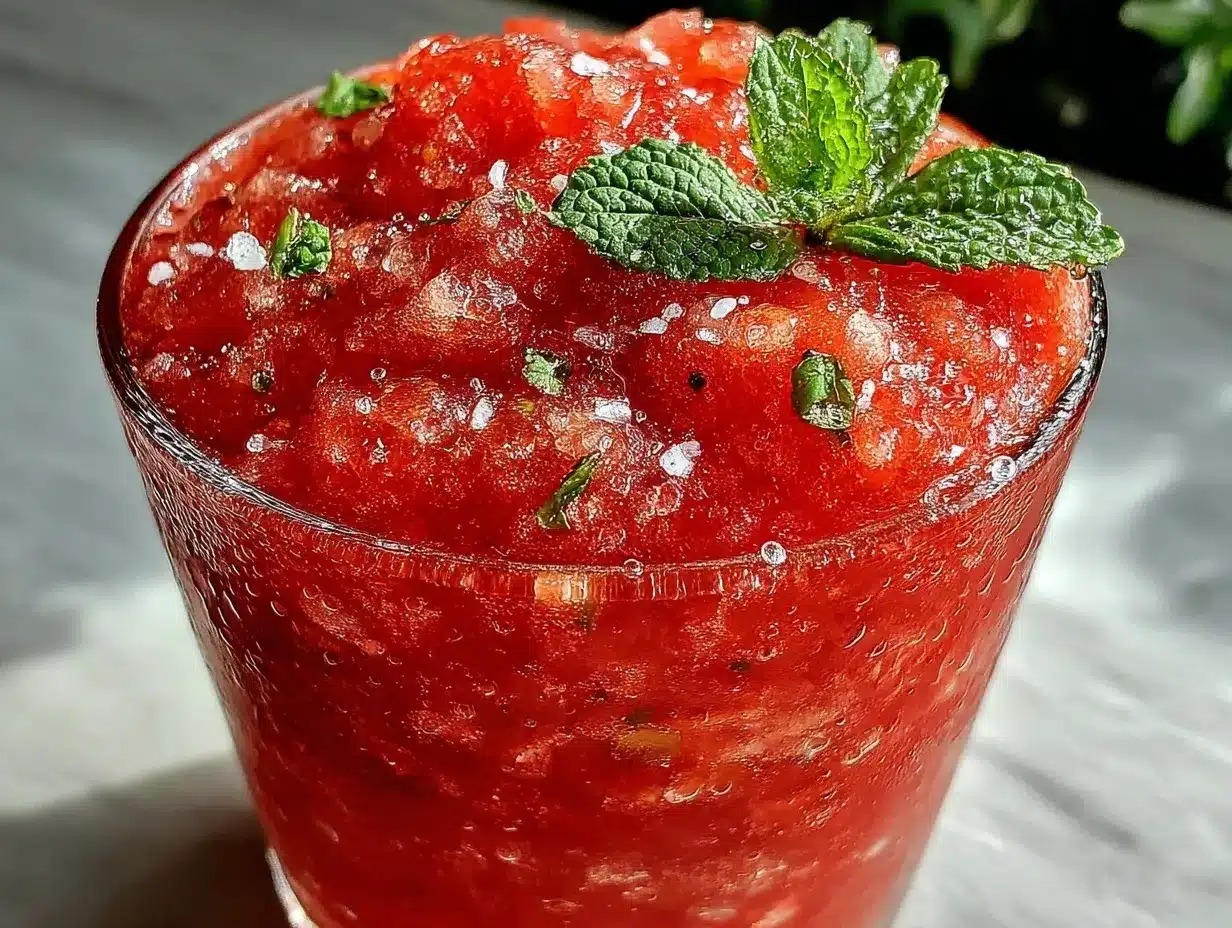 fresh frozen watermelon mint slush preparation steps