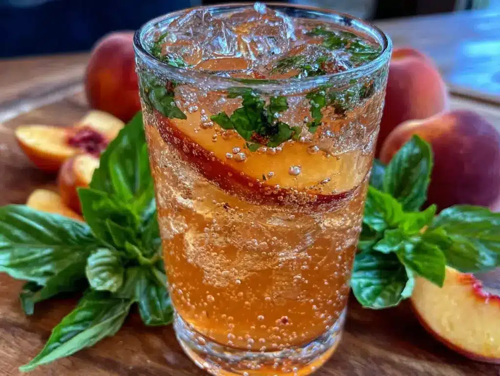 fresh peach basil lemonade - featured image
