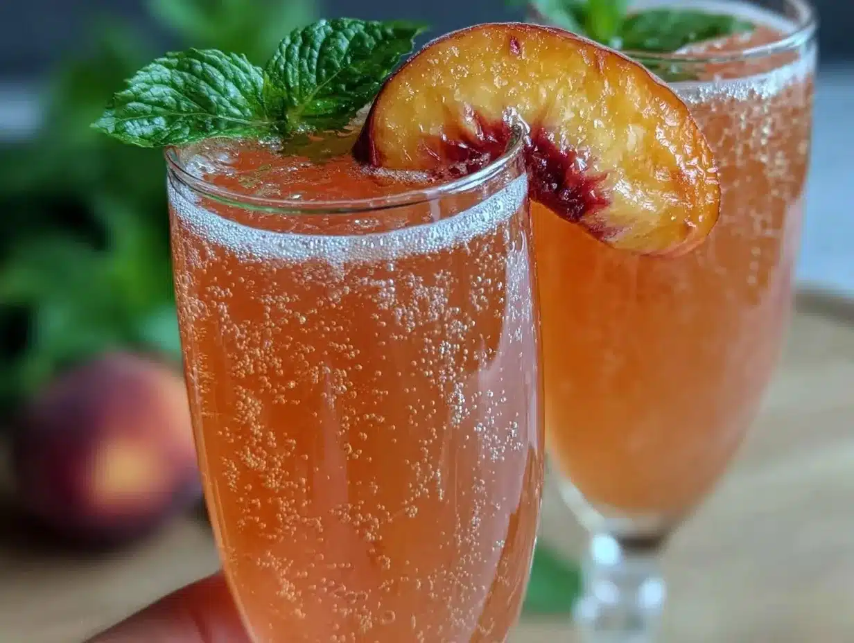 fresh peach bellini mocktail preparation steps