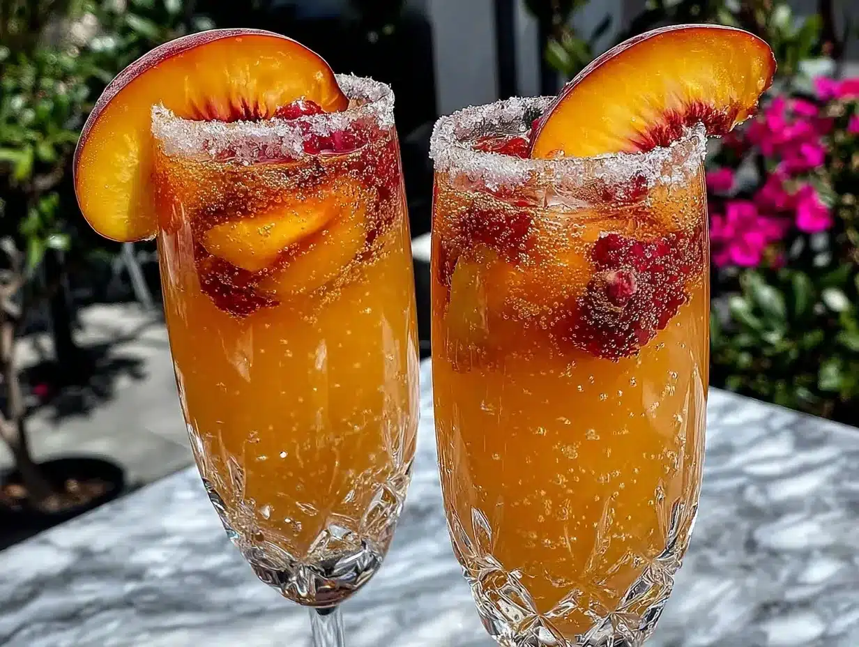fresh peach bellini mocktail preparation steps