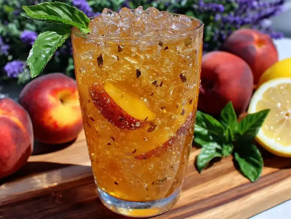 fresh peach green tea lemonade - featured image