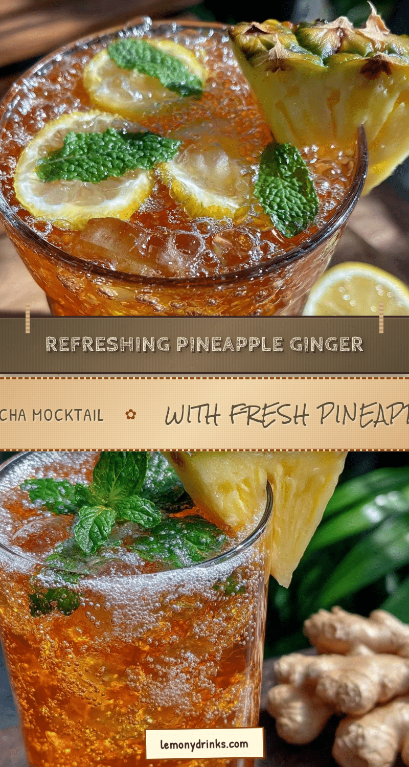 fresh pineapple ginger kombucha mocktail recipe