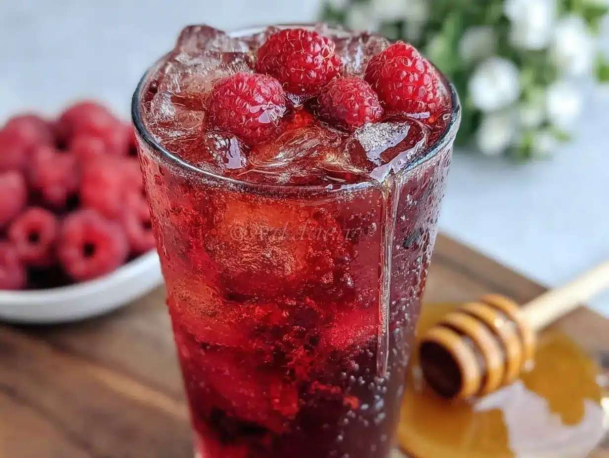 fresh raspberry hibiscus iced tea preparation steps