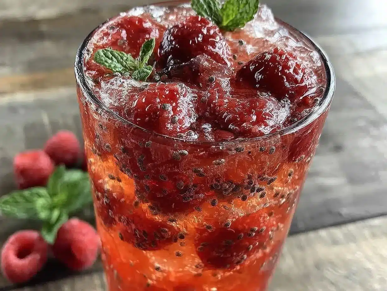 fresh raspberry mint agua fresca preparation steps