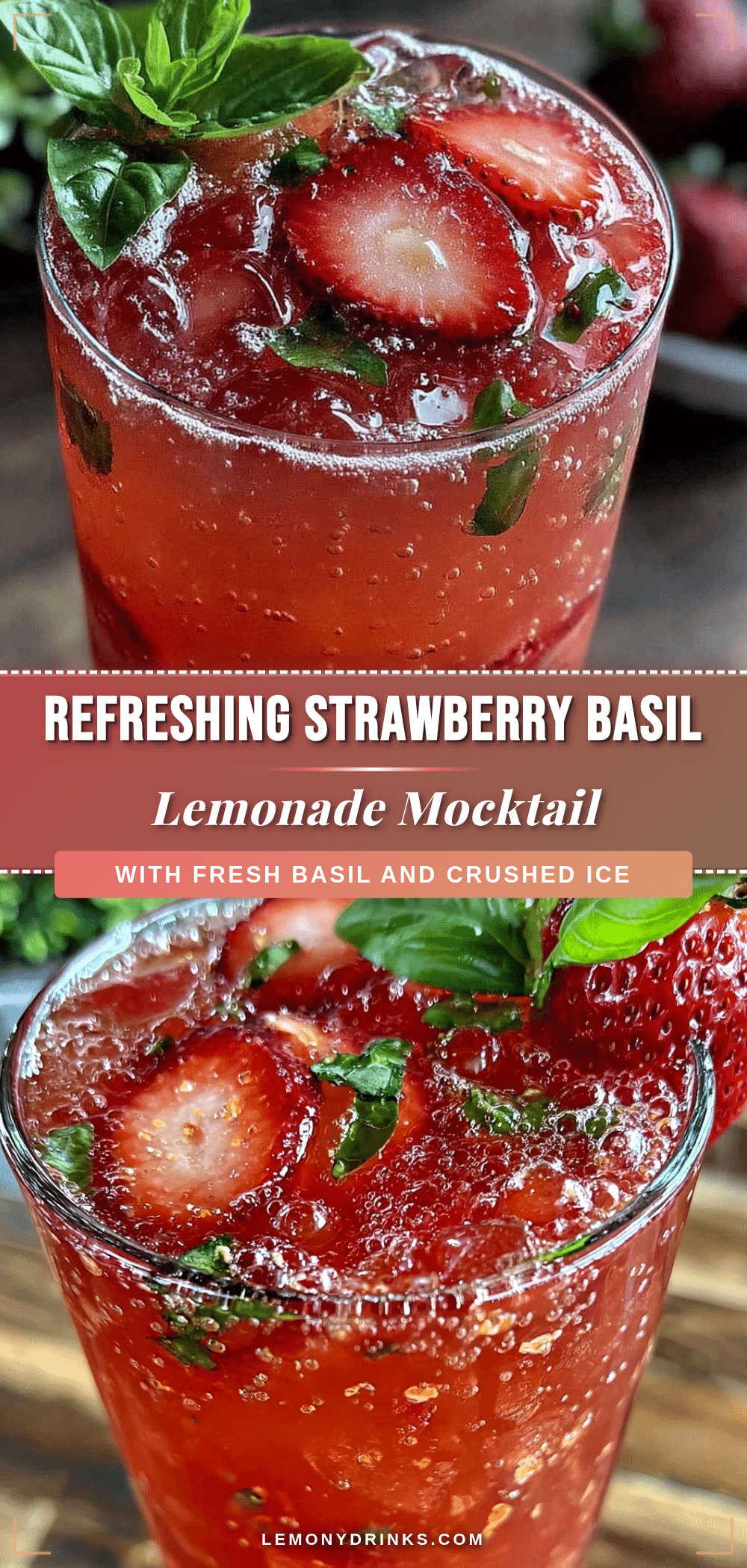 fresh strawberry basil lemonade mocktail recipe