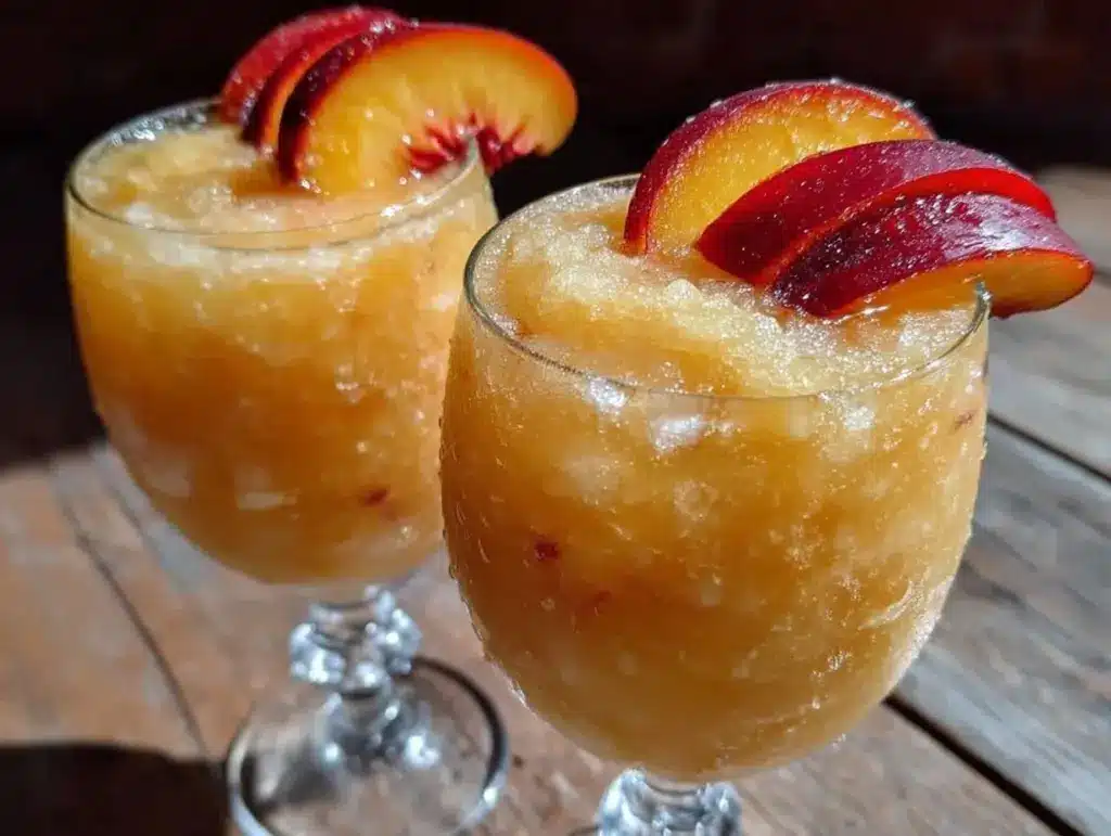 frozen peach bellini slushies - featured image