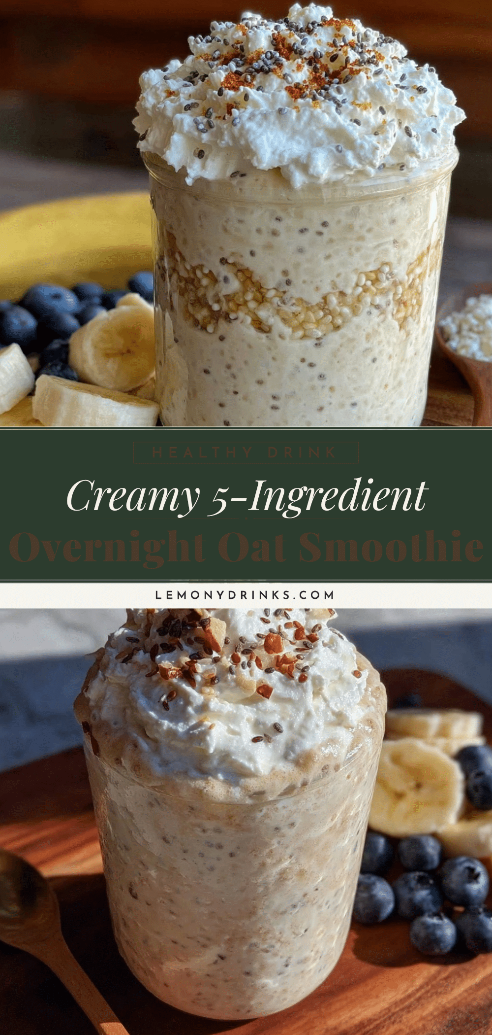 healthy 5-ingredient overnight oat smoothie recipe