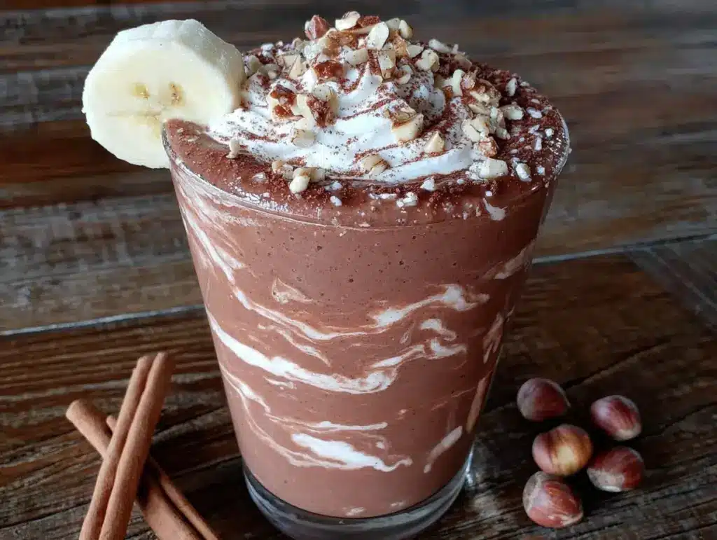 healthy chocolate hazelnut smoothie - featured image