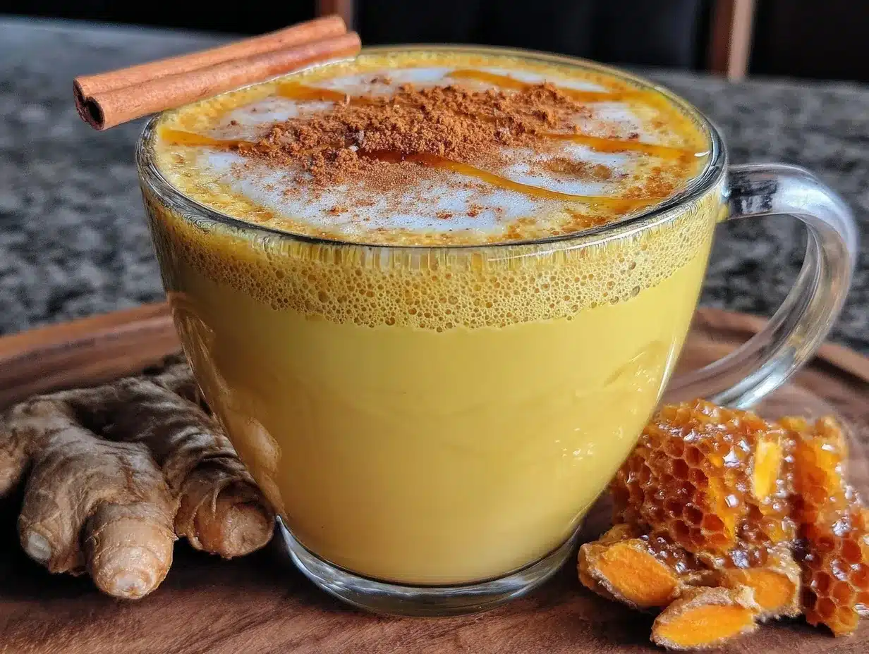 healthy cinnamon honey turmeric golden milk latte recipe preparation steps