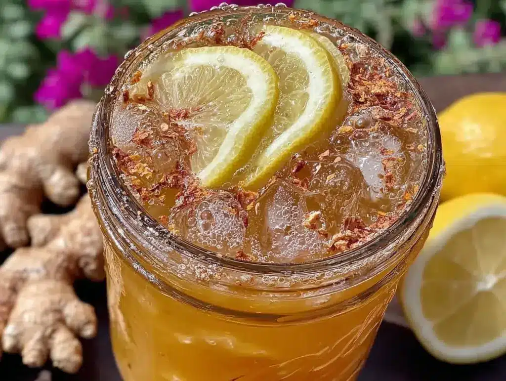 healthy detox lemon ginger turmeric tonic - featured image