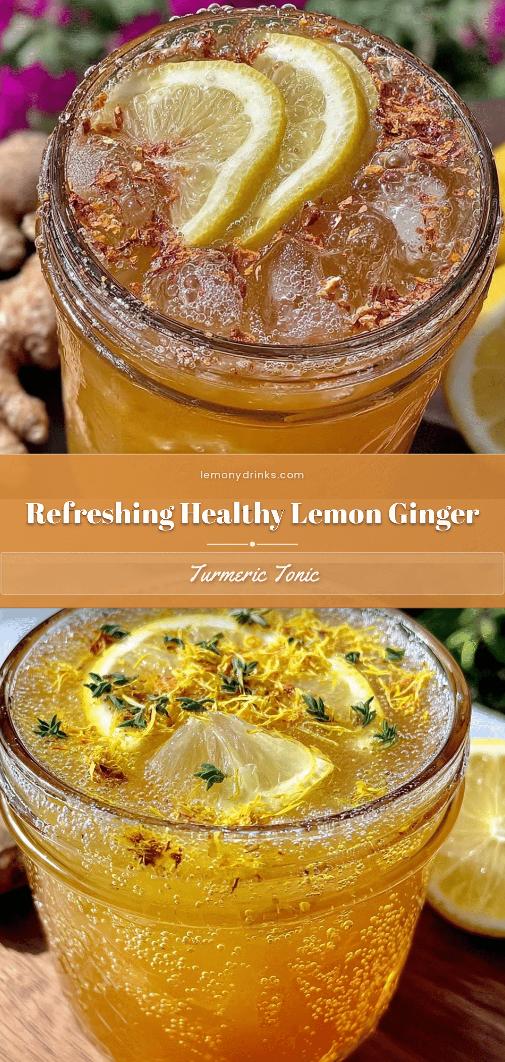 healthy detox lemon ginger turmeric tonic recipe