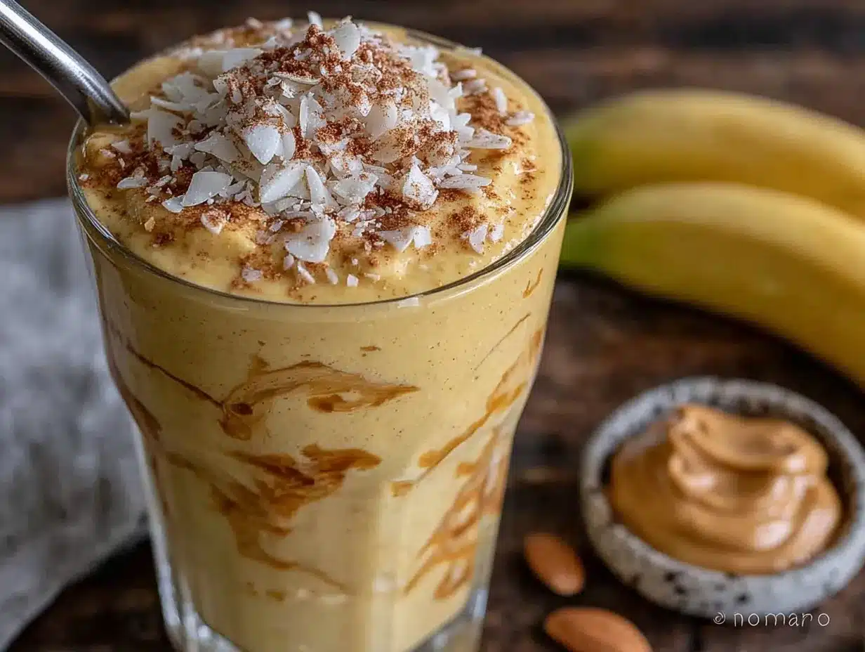 healthy high protein banana peanut butter smoothie preparation steps