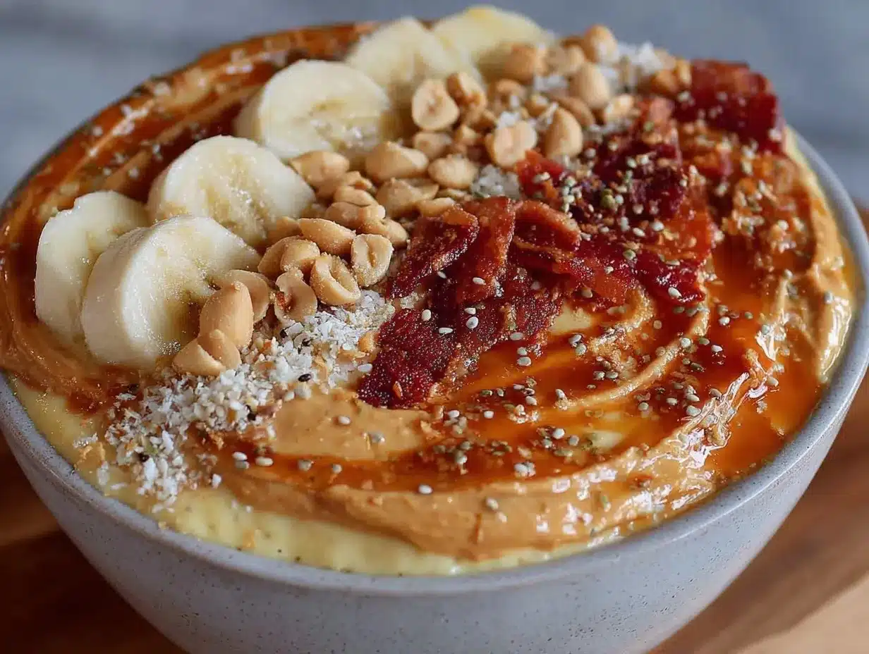 healthy high-protein peanut butter banana smoothie bowl preparation steps