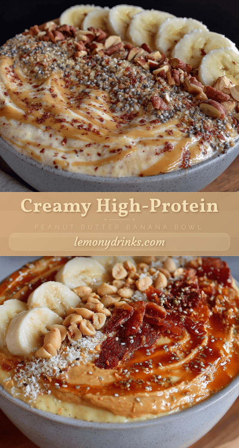 healthy high-protein peanut butter banana smoothie bowl recipe