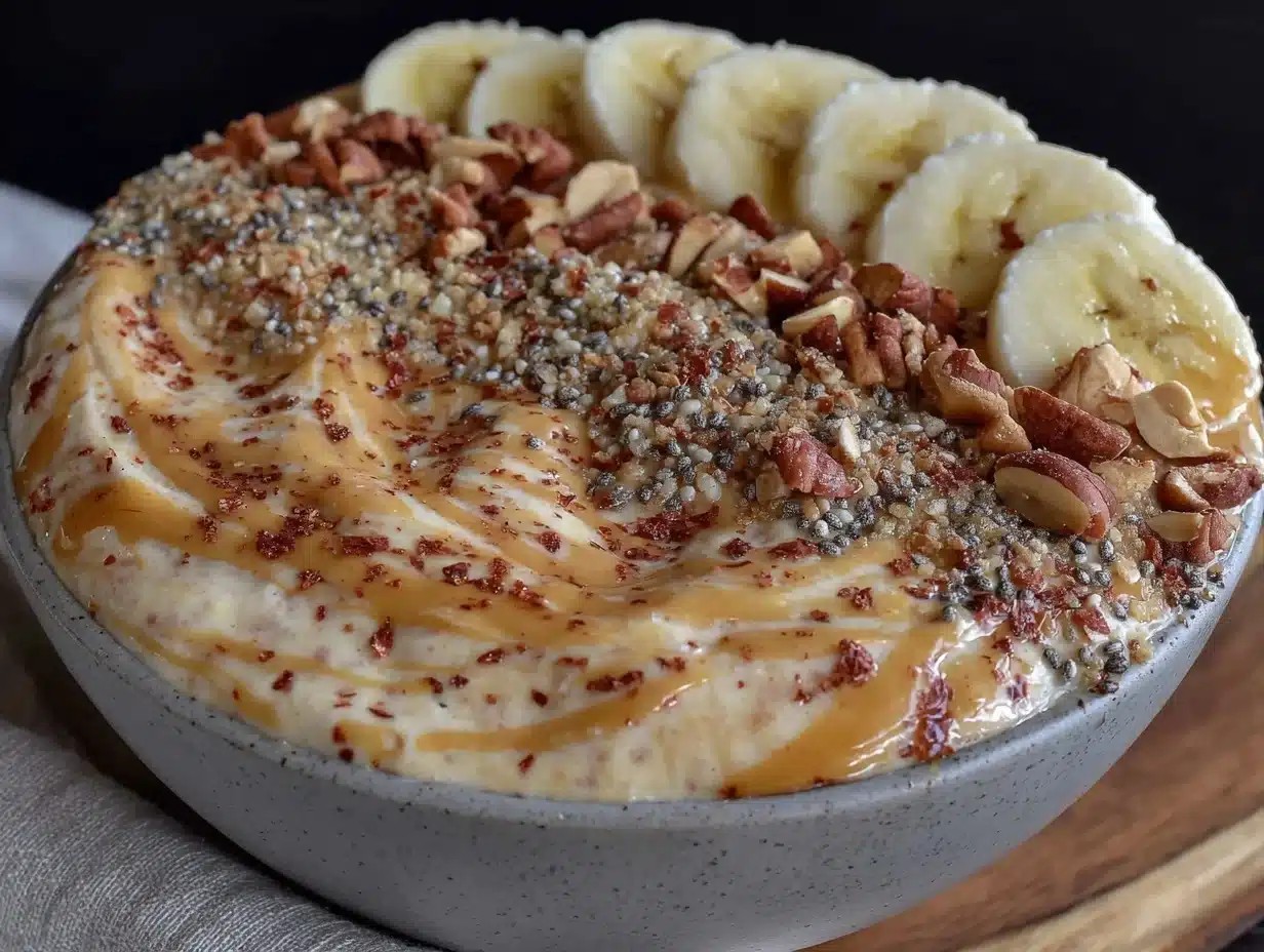 healthy high-protein peanut butter banana smoothie bowl - featured image