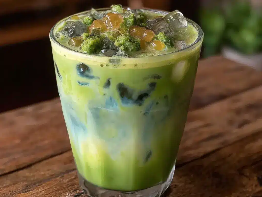 iced matcha latte with honey - featured image