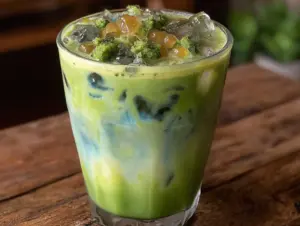 iced matcha latte with honey - featured image